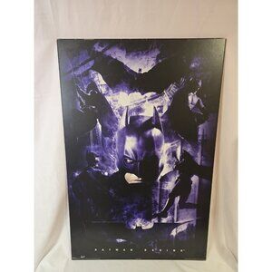 Batman Begins Vintage Movie Poster Mounted on Wooden Plaque DC Comics Wall Art